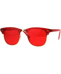 Square Fashion Sunglasses Colorful Translucent Frame Square Horn Rim Shades UV 400 - Red - CZ18C6MUCKI $12.85