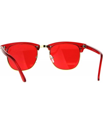 Square Fashion Sunglasses Colorful Translucent Frame Square Horn Rim Shades UV 400 - Red - CZ18C6MUCKI $12.85