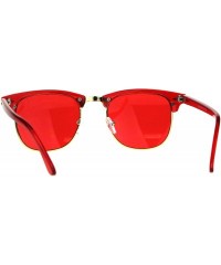 Square Fashion Sunglasses Colorful Translucent Frame Square Horn Rim Shades UV 400 - Red - CZ18C6MUCKI $12.85