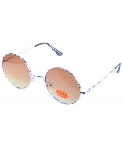 Round LENNON Round Lens Metal Sunglasses - Brown - C0199U3TMYQ $12.86