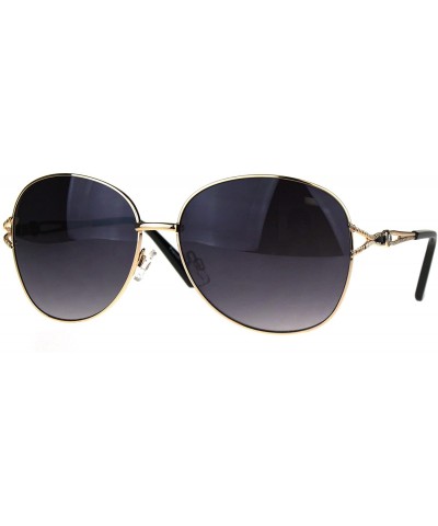 Oversized Womens Rhinestone Jewel Bling Diva Metal Butterfly Sunglasses - Gold Black Smoke - C7187AXW24G $23.58