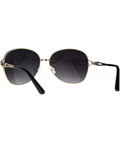 Oversized Womens Rhinestone Jewel Bling Diva Metal Butterfly Sunglasses - Gold Black Smoke - C7187AXW24G $14.97