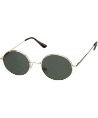 Round Round Oval Metal Frame Sunglasses Unisex Fashion Spring Hinge UV 400 - Gold (Green) - CK18A285XYE $11.52