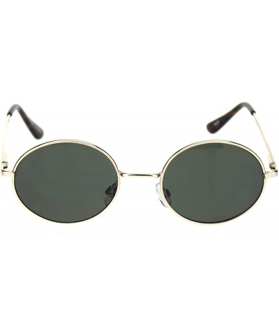 Round Round Oval Metal Frame Sunglasses Unisex Fashion Spring Hinge UV 400 - Gold (Green) - CK18A285XYE $11.52