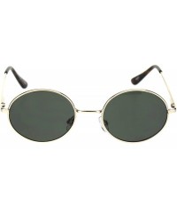 Round Round Oval Metal Frame Sunglasses Unisex Fashion Spring Hinge UV 400 - Gold (Green) - CK18A285XYE $11.52