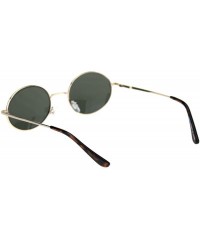 Round Round Oval Metal Frame Sunglasses Unisex Fashion Spring Hinge UV 400 - Gold (Green) - CK18A285XYE $11.52