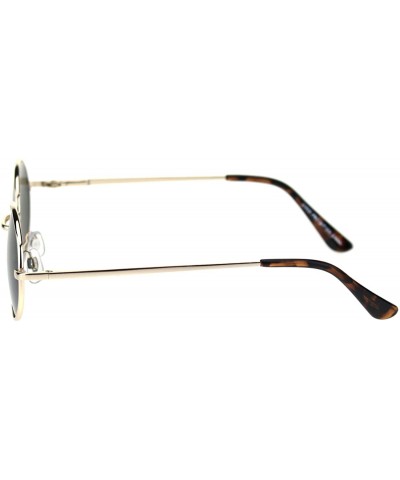 Round Round Oval Metal Frame Sunglasses Unisex Fashion Spring Hinge UV 400 - Gold (Green) - CK18A285XYE $11.52