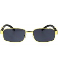 Rectangular Mens OG Rapper Narrow Rectangular Chain Arm Baroque Sunglasses - Yellow Gold Solid Black - CZ18STG5GZ8 $9.72