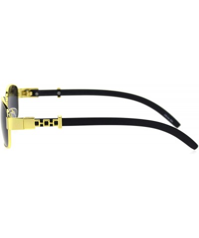 Rectangular Mens OG Rapper Narrow Rectangular Chain Arm Baroque Sunglasses - Yellow Gold Solid Black - CZ18STG5GZ8 $9.72