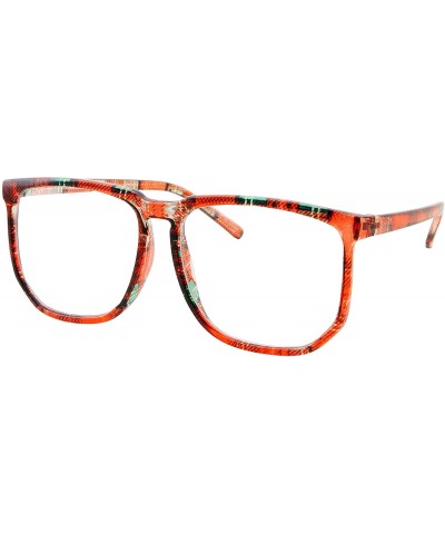 Square Non-prescription Glasses Frame Clear Lens Eyeglasses - Casual Fashion - Large - Red Plaid - C418RECT0I3 $10.57