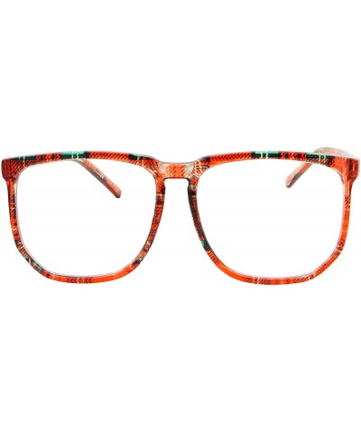 Square Non-prescription Glasses Frame Clear Lens Eyeglasses - Casual Fashion - Large - Red Plaid - C418RECT0I3 $10.57