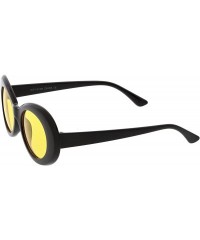 Oval Bold Retro Oval Mod Thick Frame Sunglasses Clout Goggles with Color Tinted Round Lens 51mm - Black / Yellow - CS182KNOZA...