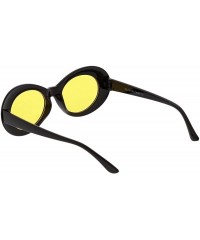 Oval Bold Retro Oval Mod Thick Frame Sunglasses Clout Goggles with Color Tinted Round Lens 51mm - Black / Yellow - CS182KNOZA...
