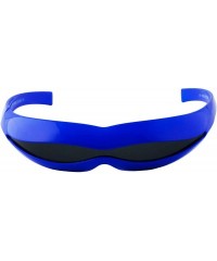 Semi-rimless Futuristic Space Robot Alien Rave DJ Costume Party Cyclops Shield Sun Glasses for Women & Men - Blue - Black - C...