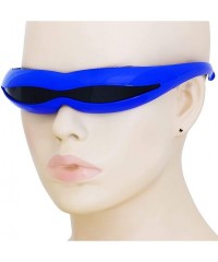 Semi-rimless Futuristic Space Robot Alien Rave DJ Costume Party Cyclops Shield Sun Glasses for Women & Men - Blue - Black - C...