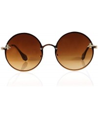 Oversized Retro Hippie Ocean Color Tinted Flat Round Sunglasses Bee Motif A277 - Brown - C618SYOSYSL $15.01