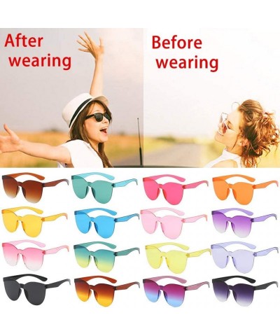 Semi-rimless Square Sunglasses Women Fashion Rimless Frame Glasses Transparent Eyewear Transparent Candy Color Eyewear - D - ...