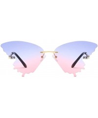 Oversized Summer New Fashion Sunglasses One Piece Colorful Gradient Insect Shape Frame Lightweight Party Beach Eyewear - C - ...