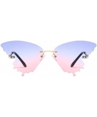 Oversized Summer New Fashion Sunglasses One Piece Colorful Gradient Insect Shape Frame Lightweight Party Beach Eyewear - C - ...