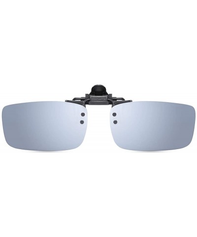 Goggle Polarized Clip-on Flip Up Metal Clip Rimless Sunglasses for Prescription Glasses - Silver Flash - C518QKQKKKA $10.67
