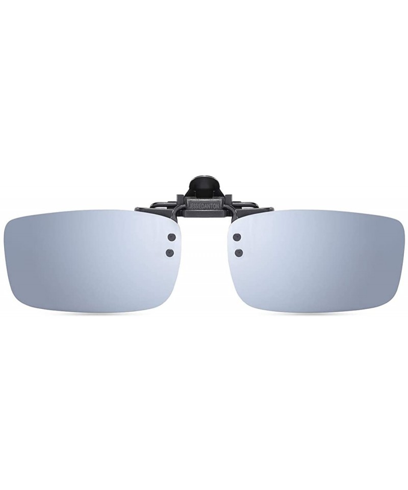 Goggle Polarized Clip-on Flip Up Metal Clip Rimless Sunglasses for Prescription Glasses - Silver Flash - C518QKQKKKA $10.67
