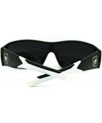 Wrap Men's Lite Weight Sports Sunglasses Oval Rectangular Wrap - Black White - CK11N870UMH $7.72