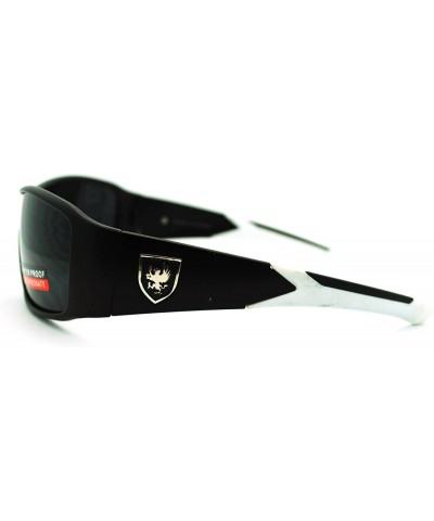 Wrap Men's Lite Weight Sports Sunglasses Oval Rectangular Wrap - Black White - CK11N870UMH $7.72