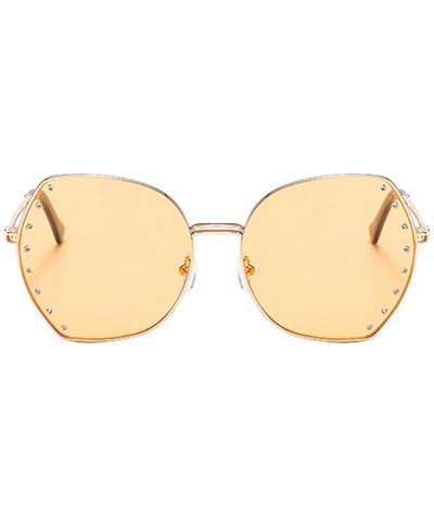 Oversized Womens Oversized Fashion Sunglasses UV400 Metal Frames Classic Eyewear - Orange - CE197IH57ZT $22.51
