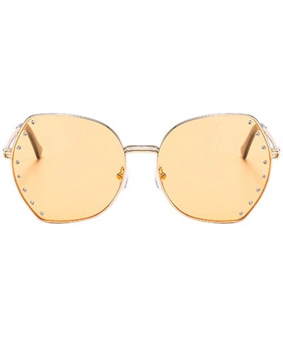 Oversized Womens Oversized Fashion Sunglasses UV400 Metal Frames Classic Eyewear - Orange - CE197IH57ZT $22.51