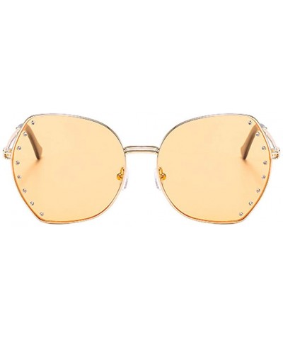 Oversized Womens Oversized Fashion Sunglasses UV400 Metal Frames Classic Eyewear - Orange - CE197IH57ZT $12.86