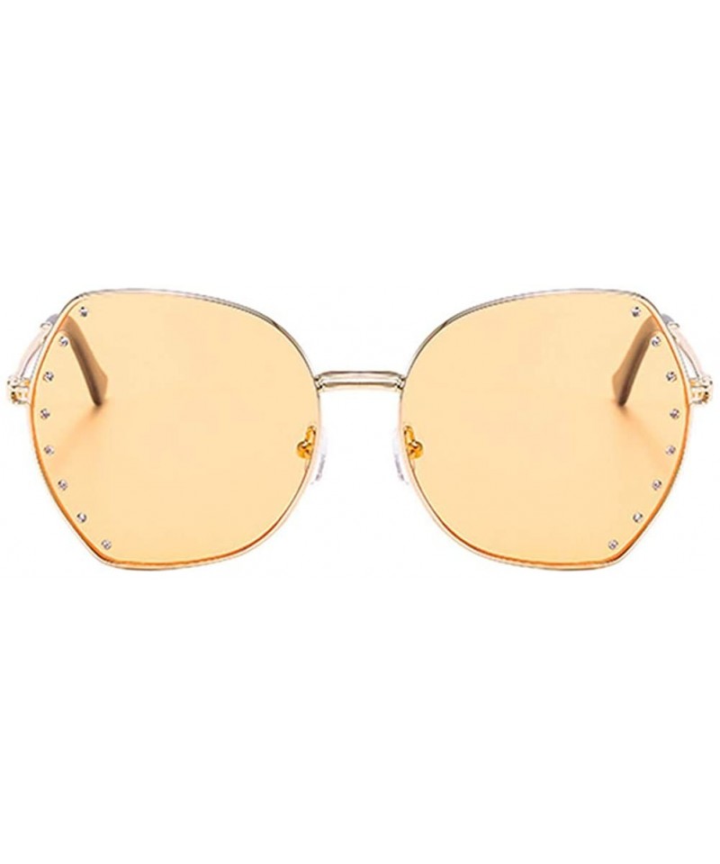 Oversized Womens Oversized Fashion Sunglasses UV400 Metal Frames Classic Eyewear - Orange - CE197IH57ZT $12.86