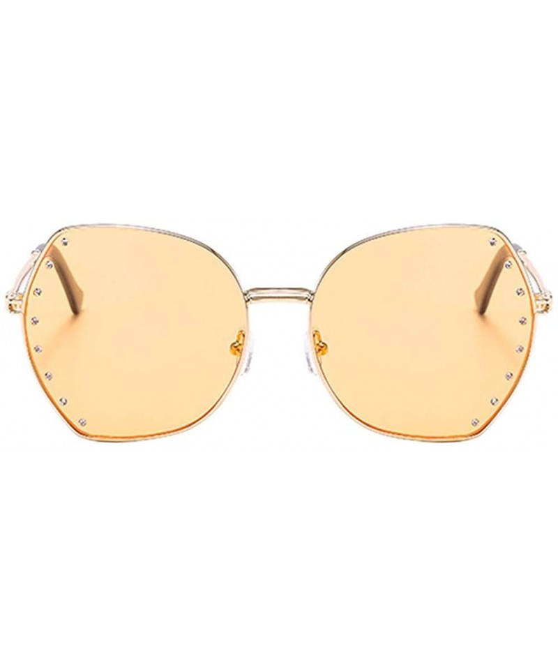 Oversized Womens Oversized Fashion Sunglasses UV400 Metal Frames Classic Eyewear - Orange - CE197IH57ZT $12.86