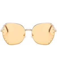 Oversized Womens Oversized Fashion Sunglasses UV400 Metal Frames Classic Eyewear - Orange - CE197IH57ZT $12.86