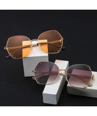 Oversized Womens Oversized Fashion Sunglasses UV400 Metal Frames Classic Eyewear - Orange - CE197IH57ZT $12.86