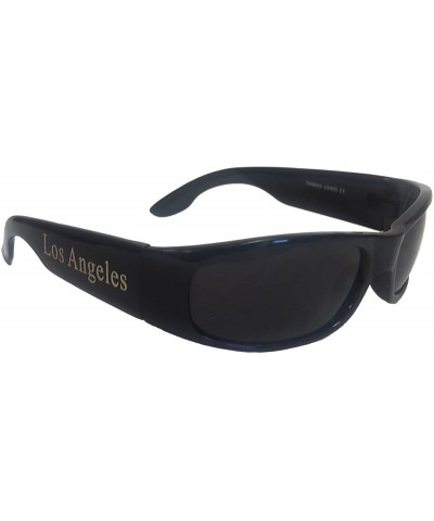 Oval Elegant Men's Dark Lens Black Sunglasses With Los Angeles Written On Side - CY12LO0V9XX $17.28