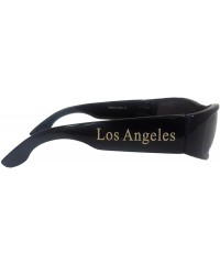 Oval Elegant Men's Dark Lens Black Sunglasses With Los Angeles Written On Side - CY12LO0V9XX $10.01