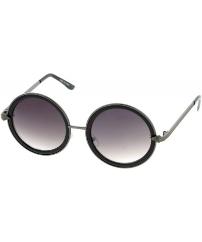 Round Retro Fashion Round Thick Frame Women Sunglasses Model 55 - Purple Black - C6182XKIHKM $19.22