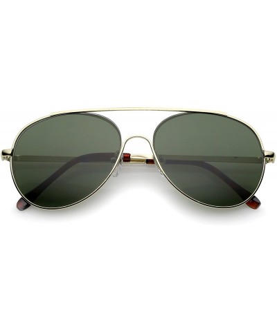 Rimless Classic Brow Bar Semi-Rimless Lens Aviator Sunglasses 57mm - Gold / Green - CD12O3A8NG2 $19.18