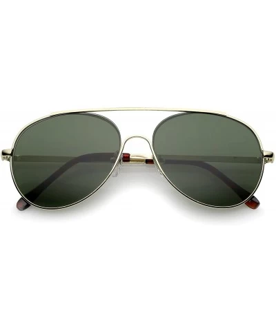 Rimless Classic Brow Bar Semi-Rimless Lens Aviator Sunglasses 57mm - Gold / Green - CD12O3A8NG2 $19.96