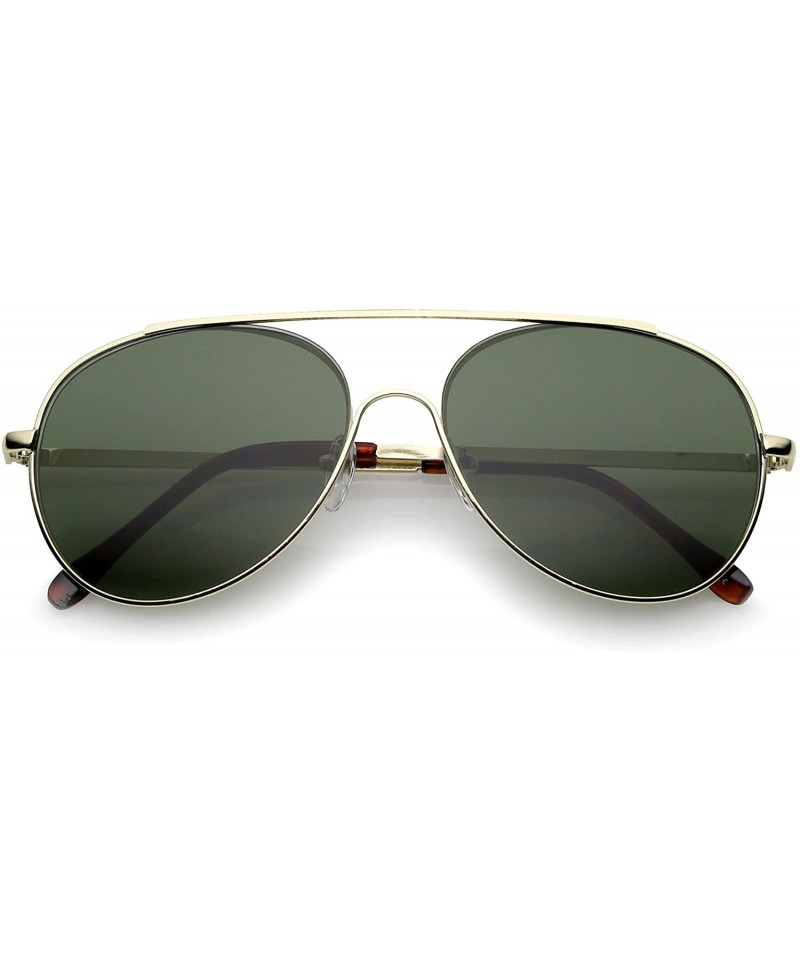 Rimless Classic Brow Bar Semi-Rimless Lens Aviator Sunglasses 57mm - Gold / Green - CD12O3A8NG2 $8.55