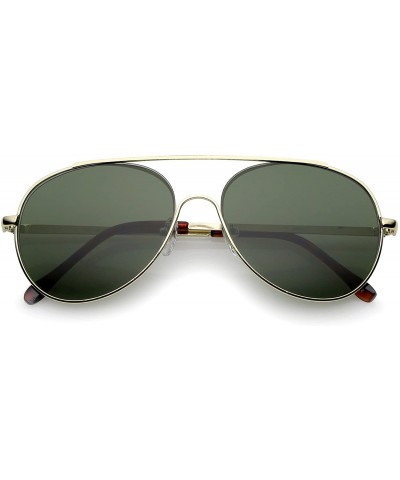 Rimless Classic Brow Bar Semi-Rimless Lens Aviator Sunglasses 57mm - Gold / Green - CD12O3A8NG2 $8.55