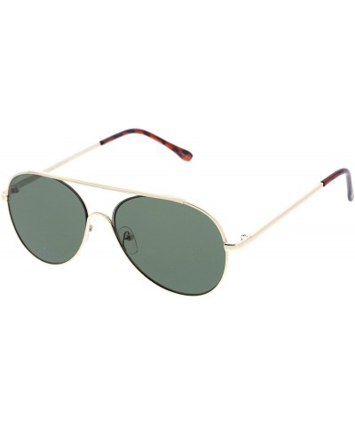 Rimless Classic Brow Bar Semi-Rimless Lens Aviator Sunglasses 57mm - Gold / Green - CD12O3A8NG2 $8.55