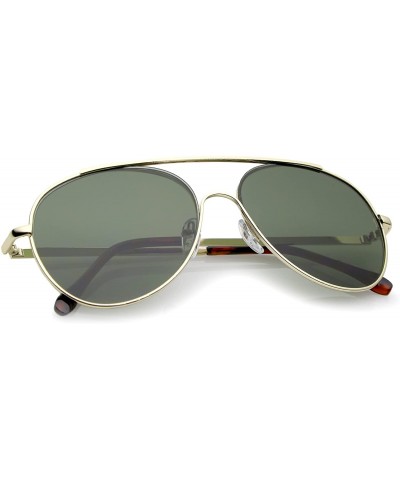 Rimless Classic Brow Bar Semi-Rimless Lens Aviator Sunglasses 57mm - Gold / Green - CD12O3A8NG2 $8.55