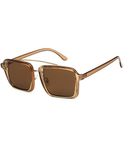Square Unisex Sunglasses Fashion Bright Black White Drive Holiday Square Non-Polarized UV400 - Brown Brown - C518RLIZ5EI $18.36
