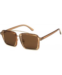 Square Unisex Sunglasses Fashion Bright Black White Drive Holiday Square Non-Polarized UV400 - Brown Brown - C518RLIZ5EI $11.36
