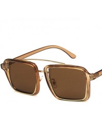 Square Unisex Sunglasses Fashion Bright Black White Drive Holiday Square Non-Polarized UV400 - Brown Brown - C518RLIZ5EI $11.36