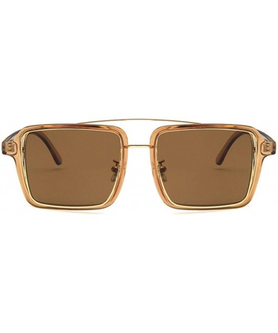 Square Unisex Sunglasses Fashion Bright Black White Drive Holiday Square Non-Polarized UV400 - Brown Brown - C518RLIZ5EI $11.36