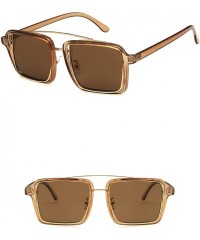 Square Unisex Sunglasses Fashion Bright Black White Drive Holiday Square Non-Polarized UV400 - Brown Brown - C518RLIZ5EI $11.36