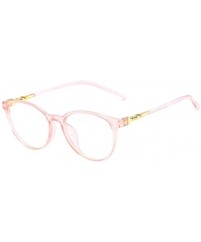 Oval Glasses Square Non-Prescription Eyeglasses Clear Lens Eyewear - Pink - CV18QLKEU47 $20.09