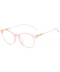 Oval Glasses Square Non-Prescription Eyeglasses Clear Lens Eyewear - Pink - CV18QLKEU47 $7.93